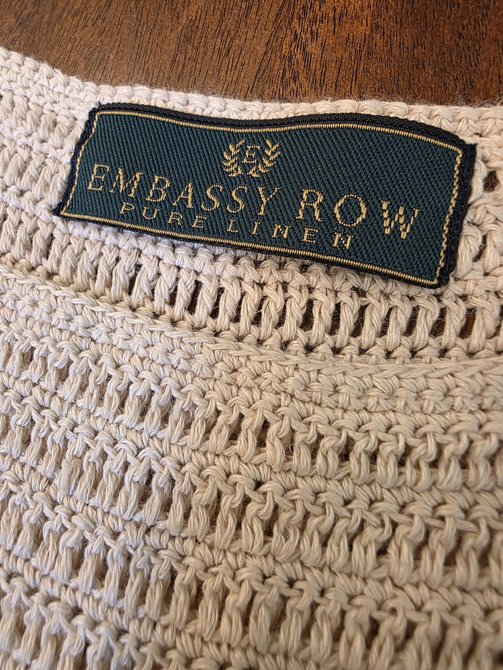 Embassy Row 100% Pure Linen Crocheted  Tank Top Sz Large Old Money Minimalist - Picture 6 of 6